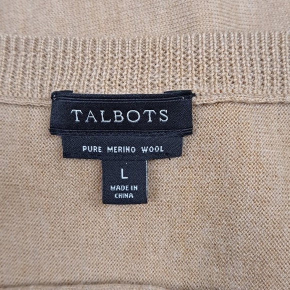 Talbots carmel 100% Merino Wool Cowl Neck Sweater Large NWOT - Picture 4 of 6